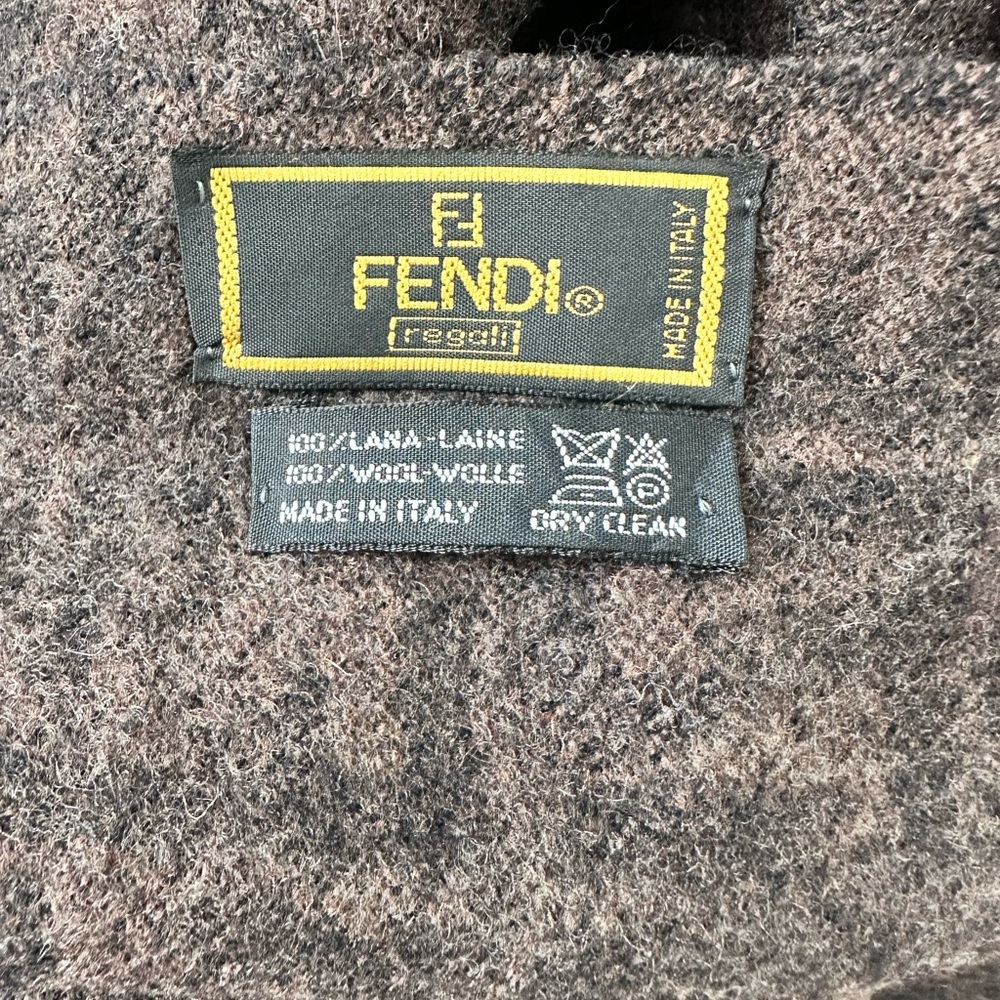 Fendi Italian Wool Blend Scarf in Brown and black